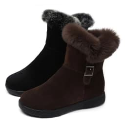 2024 Women's Winter Fashion Leather Warm Snow Boots with Plush Thick Soles Comfortable Non-Slip Cotton Shoes