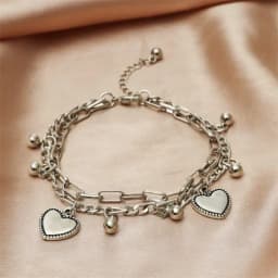 Vintage Thick Chain Bracelets for Women Fashion Pearl Heart Charm Strand Bracelet Punk Aesthetic Jewelry Party Gift
