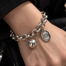 Vintage Thick Chain Bracelets for Women Fashion Pearl Heart Charm Strand Bracelet Punk Aesthetic Jewelry Party Gift