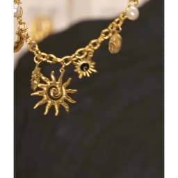 Yhpup Trendy Starfish Moon Sun Shaped Pendant Charm Necklace Statement Stainless Steel Golden Chain Fashion Jewelry PVD Plated