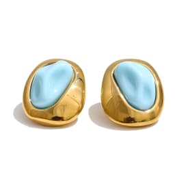 Yhpup New Waterproof Stainless Steel Resin Fashion Earrings for Women Water Resistant Metal Trendy Charm temperament Jewelry
