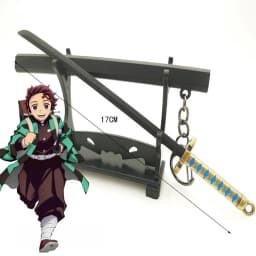 6.7inch Metal Demon Slayer Katana Anime Kimetsu No Yaiba Tanjirou Ninja Knife Real Japanese Katana Mini Samurai Sabre Toy Gift