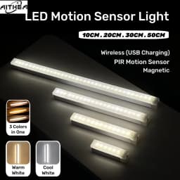 AITHEA Rechargeable Motion Sensor LED Cabinet Light Induction Night Light Portable Bar Lamp for Bedside Wardrobe Closet Aisle