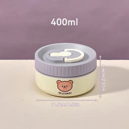 WORTHBUY Portable Cute Bear 304 Stainless Steel Insulated Bento Lunch Box Microwave Sealed Lunch Container For Kids Students