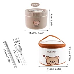 WORTHBUY Portable Cute Bear 304 Stainless Steel Insulated Bento Lunch Box Microwave Sealed Lunch Container For Kids Students