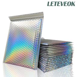 50Pcs Bubble Mailers Aluminized Foil Bags Laser Rainbow Shipping Envelope Self Seal Postal Bags Gift&Book Express Packaging Bags