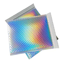 50Pcs Bubble Mailers Aluminized Foil Bags Laser Rainbow Shipping Envelope Self Seal Postal Bags Gift&Book Express Packaging Bags