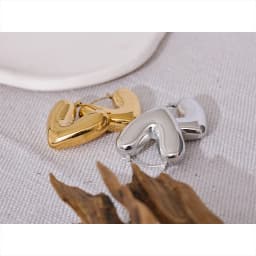Yhpup Fat Fashion Stainless Steel Heart Chunky Hoop Earrings Charm Metal Texture Rust Proof Versatile Jewelry