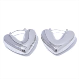 Yhpup Fat Fashion Stainless Steel Heart Chunky Hoop Earrings Charm Metal Texture Rust Proof Versatile Jewelry