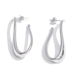 Yhpup 316L Stainless Steel Geometric Big Huggie Earrings for All Occasions Waterproof Simple Daily Casual Jewelry