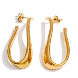 Yhpup 316L Stainless Steel Geometric Big Huggie Earrings for All Occasions Waterproof Simple Daily Casual Jewelry