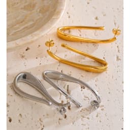 Yhpup 316L Stainless Steel Geometric Big Huggie Earrings for All Occasions Waterproof Simple Daily Casual Jewelry