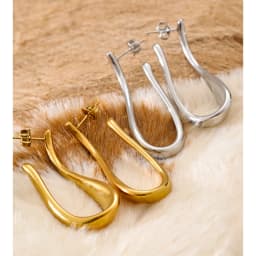 Yhpup 316L Stainless Steel Geometric Big Huggie Earrings for All Occasions Waterproof Simple Daily Casual Jewelry