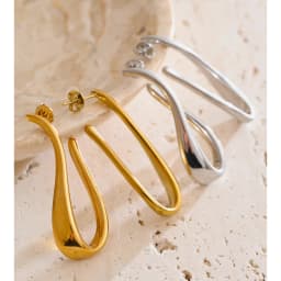 Yhpup 316L Stainless Steel Geometric Big Huggie Earrings for All Occasions Waterproof Simple Daily Casual Jewelry