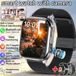 2026 New Smart Watch With Camera Men Women Photos Record Video Health Sports Fitness IP68 Waterproof Call Recording Smartwatches