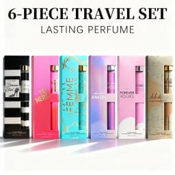 6-Piece Travel Set, Men's and Women's Eau De Toilette Spray, Long-Lasting Fragrance, 6 Different Flavors, Perfect for Holiday Gift