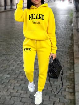 MILANO Pants Sets for Women Clothing High quality Sweatshirt Sweatpant Hoodie Suit 2 Piece Autumn Winter Outfits Woman Tracksuit