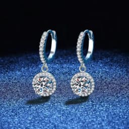 925 Sterling Silver 1 Carat Moissanite Round Earrings for Women Luxury Evening Style