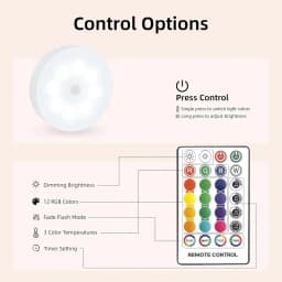 USB Rechargeable Magnetic RGB Night Lamp RGB White Led Night Light with Remote Control Dimmable Lamp Spotlight Fr Display Closet