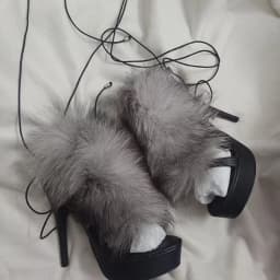 2026 Lady Design Summer Criss-Cross Strappy Fur Sandals Women'S Open-Toe Stiletto Platform High Heels Sexy Dress Heels