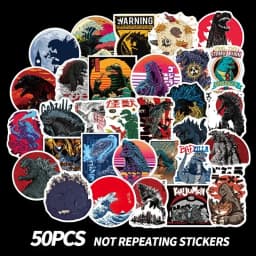 50pcs Godzilla Vs Kong Stickers King of The Monsters Laptop Logo Decal Macbook Cup Guitar Luggage Fridge Skateboard Bicycle Gift