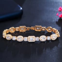 CWWZircons Luxury Geometric African Cubic Zirconia Bridal Wedding Engagement Bracelet for Women Silver Color Party Jewelry S0173