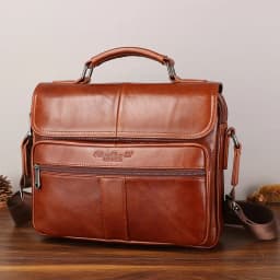 New men's genuine leather briefcase retro style cowhide crossbody bag large-capacity shoulder bag multi-functional handbag