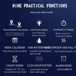 SANDA Luxury G Style Men's Electronic Watch Military Outdoor Sports LED Analog Digital Dual Display 50M Waterproof Chronograph