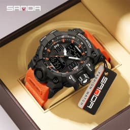 SANDA Luxury G Style Men's Electronic Watch Military Outdoor Sports LED Analog Digital Dual Display 50M Waterproof Chronograph