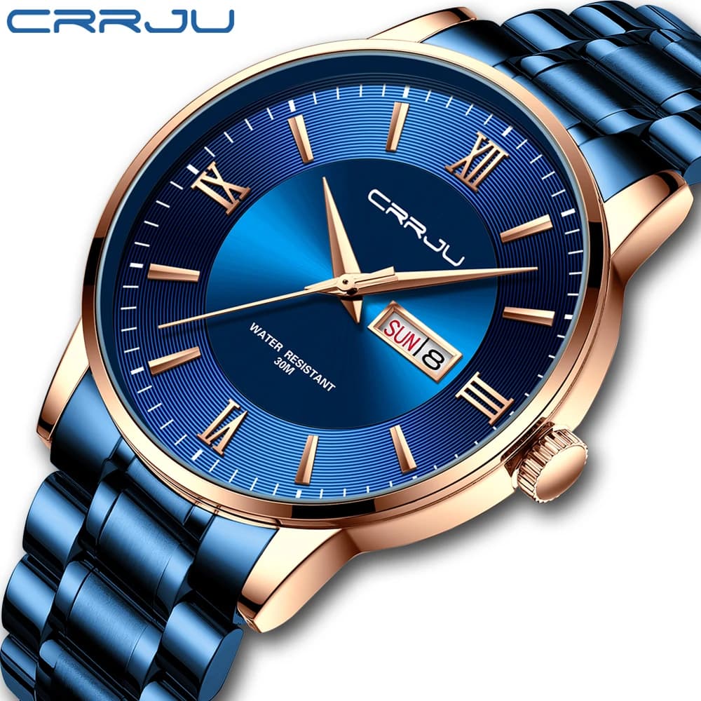2021 CRRJU Top Brand Luxury Sport Watches Mens Quartz Wristwatch Fashion Watch Men 30ATM Waterproof Date Clock Relogio Masculino