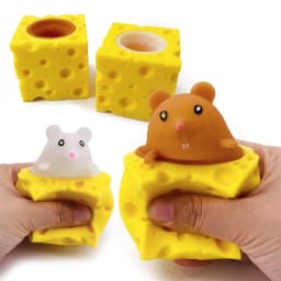 4CM Stress-relieving Pet Cheese Mouse Cheese Pinch Fun Stress Ball Vent Squirrel Cup Prank Toy Fidget Toys