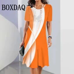 Plus Size Women Dresses Summer Fashion Gradient Printed Dress Casual Street Short Sleeve O-Neck Loose A-Line Dress Big Sizes 9XL