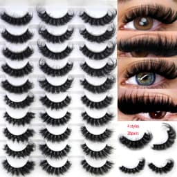 HBZGTLAD 5/8 Pairs of Natural Russian Striped Mink Lashes 3D False Lashes Volume Wavy False Lashes Eyelash Extensions Makeup