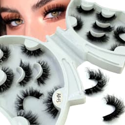 HBZGTLAD 5/8 Pairs of Natural Russian Striped Mink Lashes 3D False Lashes Volume Wavy False Lashes Eyelash Extensions Makeup