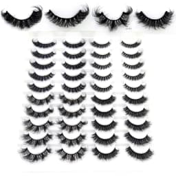 HBZGTLAD 5/8 Pairs of Natural Russian Striped Mink Lashes 3D False Lashes Volume Wavy False Lashes Eyelash Extensions Makeup