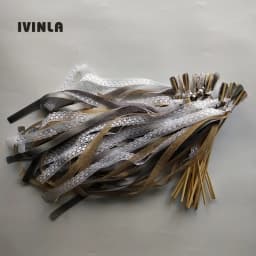 New 30/20/10pcs/lot Champagne + jute + lace wedding Ribbon Wands stick Confetti Stream with big sliver Bells for wedding party
