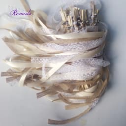 New 30/20/10pcs/lot Champagne + jute + lace wedding Ribbon Wands stick Confetti Stream with big sliver Bells for wedding party