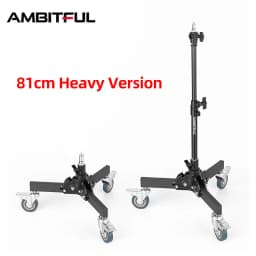 AMBITFUL 93-147cm Heavy Duty Light Stand Studio 61-81cm Wheels Tripod 20KG Max Loaded Studio Floor Light Stand