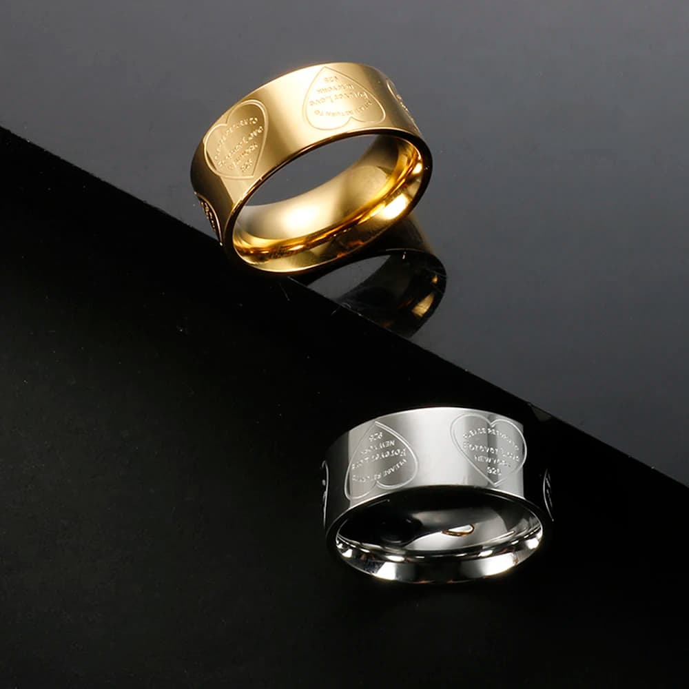 8mm Heart Palm Eyes Engraving Ring for Women Men Stainless Steel Gold Color Waterproof Finger Rings Classic Jewelry Party Gifts