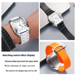 For Santos De Cartier WSSA0009 WSSA0018 39.8mm Deal FKM Watch Strap Quick Release Watch Band Waterproof Rubber Wristband 19 21mm