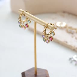 JOVO LOVE Elegant Colorful Cubic Zirconia Stainless Steel Earrings Women Cute Sweet Tassel Small Ear Buckle Temperament Jewelry