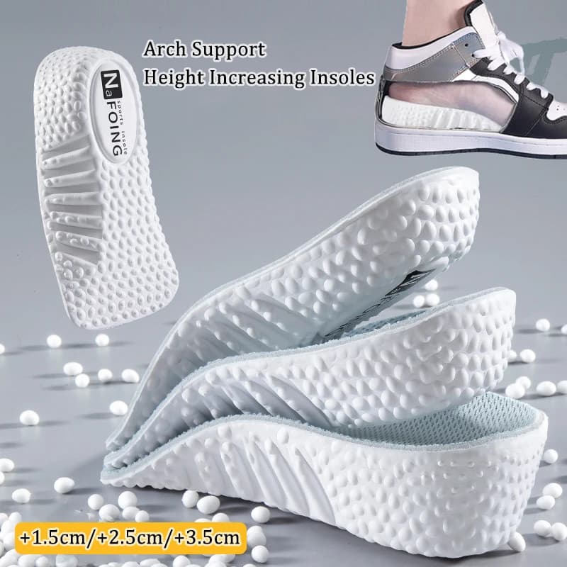Memory Foam Height Increase Insoles Sneakers Heel Lift Shoe Pads for Men Women Shoes Flat Feet Arch Support Orthopedic Insoles