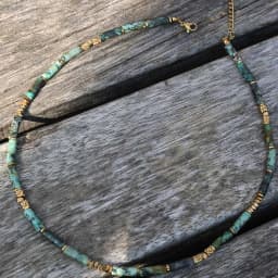 Natural African Turquoise Bead Necklace with Titanium Steel Accessories European And American Popular Personality Energy Jewelry