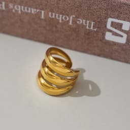 Stainless Steel Circle Hollow Opening Rings for Women Punk Multi Layer Wide Edge Metal Rings Christmas Jewelry Gift Wholesale