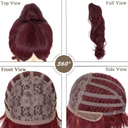 Megara Costume for Women Synthetic Fiber Megara Dark Red Wig - Cherry Red Ponytail for Meg Hercules Costume Cosplay Accessories