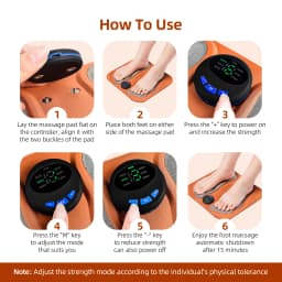 3D Smart Rechargeable Foot Massage Pad EMS Remote 6 Modes 15 Levels Electric Foot Massager Improves Blood Circulation Relax Muscles Slim Legs