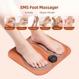 3D Smart Rechargeable Foot Massage Pad EMS Remote 6 Modes 15 Levels Electric Foot Massager Improves Blood Circulation Relax Muscles Slim Legs