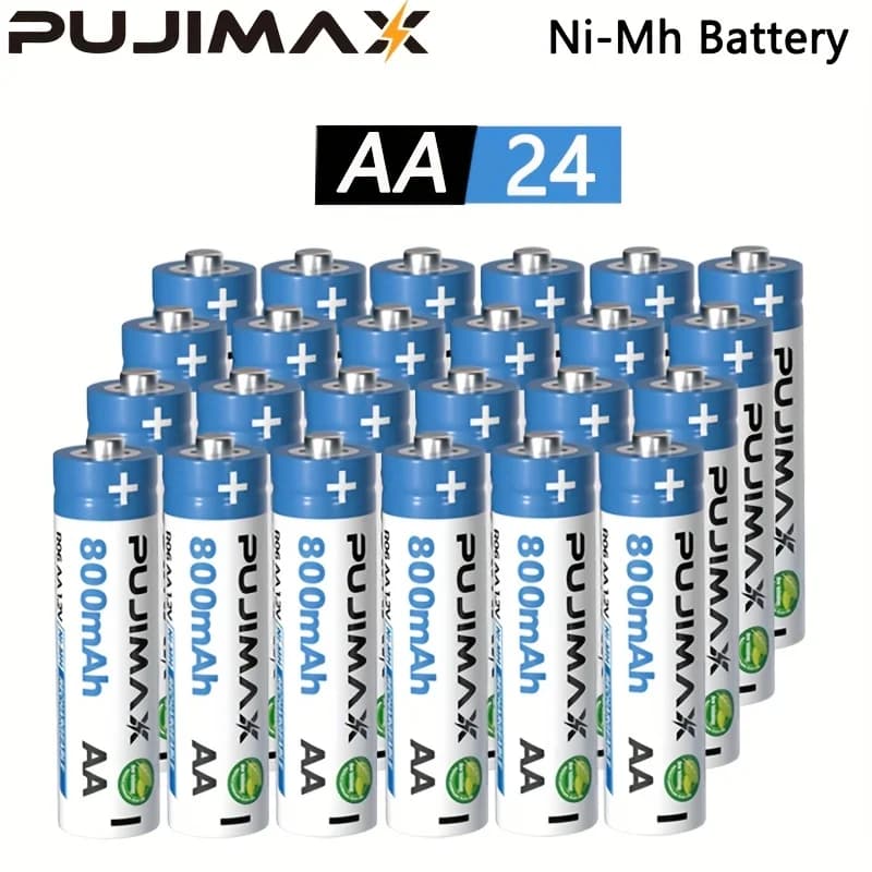 PUJIMAX 1.2V AA 800mAh Nickel-Metal Hydride Rechargeable Battery, With a Rechargeable Cycle Count of Up to 1200 Times, Providing