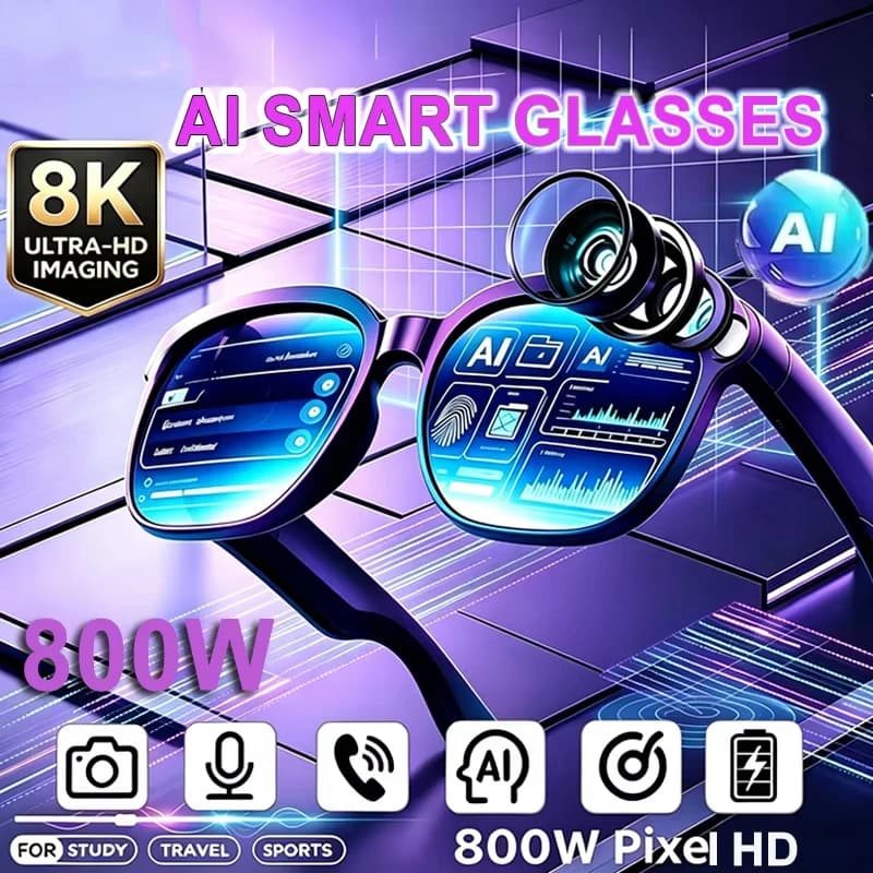 Upgrade Smart AI Glasses 800W HD 8K Shooting Camera Photo Video Voice Call Translation Bluetooth AI Motorcycle Glasses