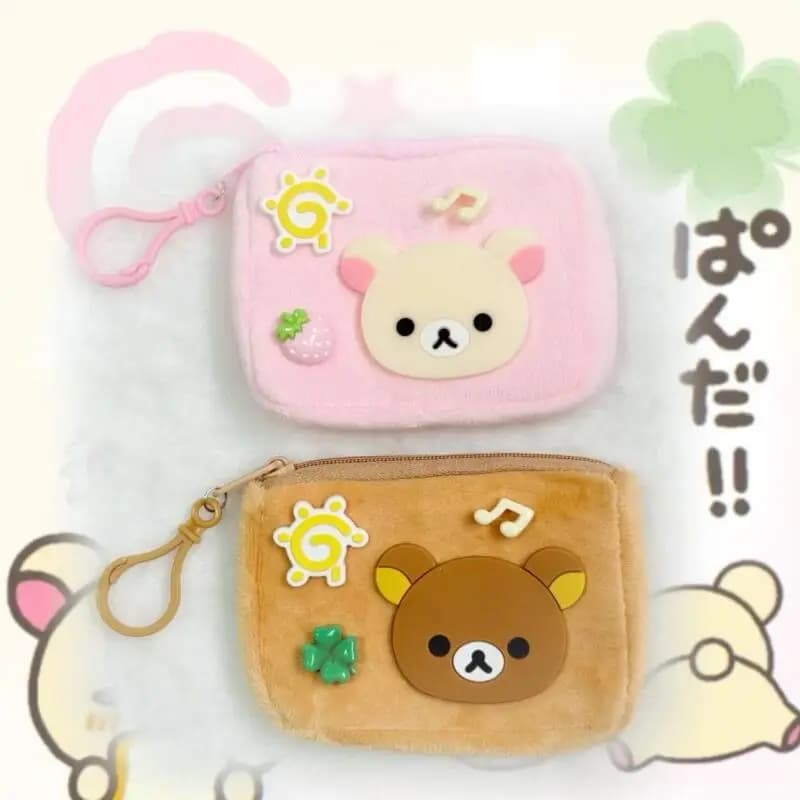 Japanese Kawaii Rilakkuma Cartoon Plush Storage Coin Purse Portable Cartoon Key Chain Pendant Lovely Backpack Decoration Gifts